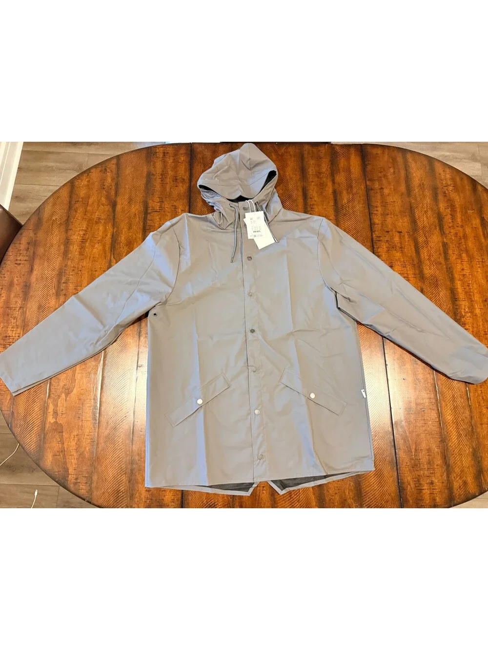 RAINS Jacket W3 Grey  Waterproof Hooded Rain Jacket Unisex XXL NWT